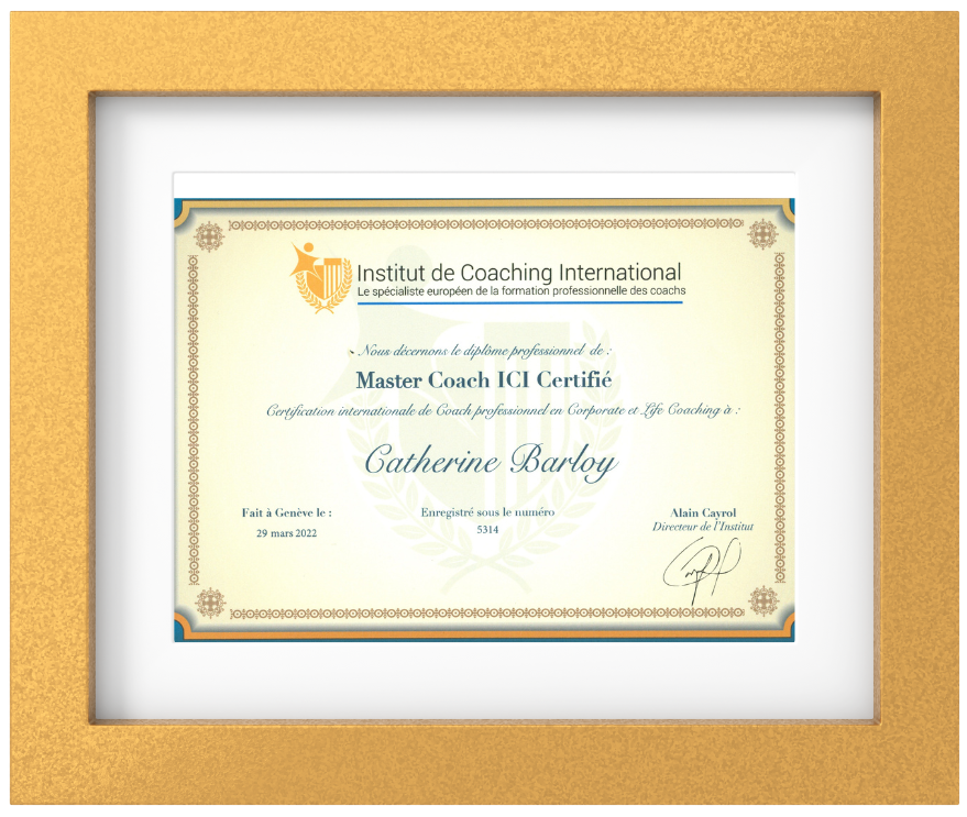 Blue Midlife
Catherine BARLOY
Coach en bilan de compétences
Coach professionnel
Nancy
Diplôme Master Coach ICI
International Coach Institute
Je suis Master Coach spécialisé en bilan de compétences 
depuis 2022.