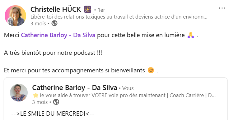 Blue Midlife
Catherine BARLOY
Coach professionnelle
Bilan de compétences
Jarny Nancy Distance Visio